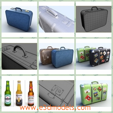 3d model the suitcases and the beer bottles - This is a 3d model of the suitcases and the beer bottles,which is different from one another.The beer bottles are common and familiar.