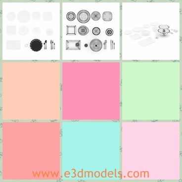 3d model the tableware - This is a 3d model of the tableware,which contains silverware,flatware,plate and bowl.