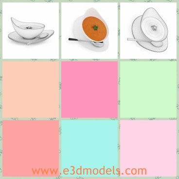 3d model the tomato soup - This is a 3d model of the tomato soup,which is put in the bowl.The model is delicious and common in life.