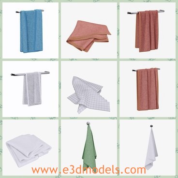 3d model the towels in different colors - THis is a 3d model of the towels in different colors,which is soft and easy to wash.The towel is made in China with special materials,which is electric resistance.