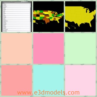 3d model the USA map - This is a 3d model of the USA map,which is yellow and separated.Th map is made with paper materials.