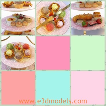 3d model the various food - This is a 3d model of the various food,which is the common food in afternoon tea time,which contains ice cream,biscuit,dish and macaron.