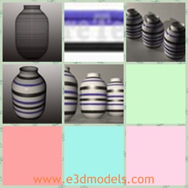 3d model the vase - This is a 3d model of the vase with stripes,which is ceramic and designed for storing.