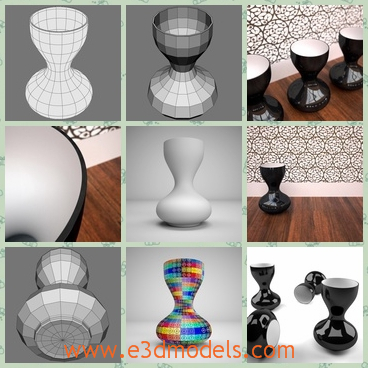 3d model the vase in different colors - This is a 3d model of the vase in different colors,which is made of glass and the in the modern style.