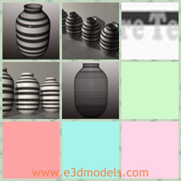 3d model the vase with strips - This is a 3d model of the vase with strips,which is big and designed with good quality.