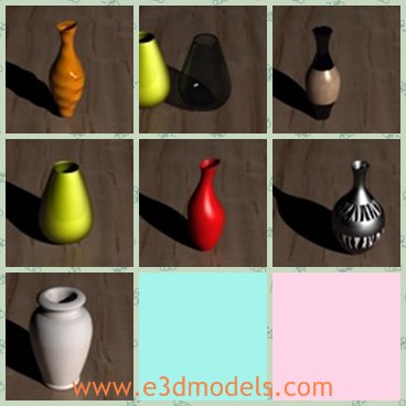 3d model the vases - This is a 3d model of the vases,which is made with clay materials.The model is pretty and can be used as the decoration in house.