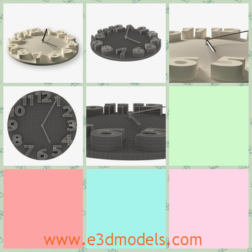 3d model the wall clock in white - This is a 3d model of the wall clock in white,which is round and big and the model is modern and made with special materials.
