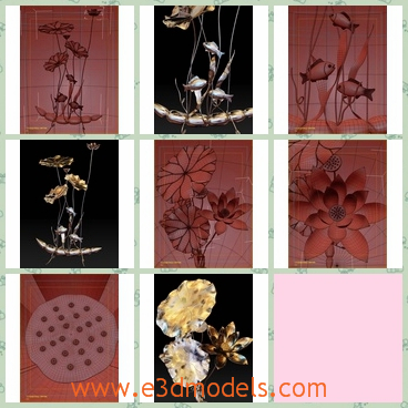 3d model the water lily - This is a 3d model of the Chinese style metallic sculpture of water lily.The model can be used to decorate drinkeries,dining-rooms,bedrooms and corridors.