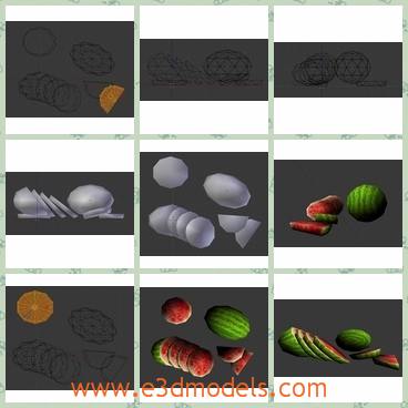 3d model the watermelon - This is a 3d model of the watermelon,which is common and sweet in our life.The model is the comon fruit.