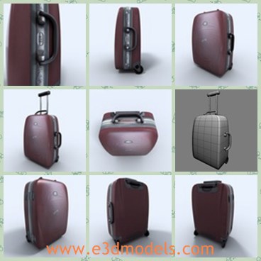 3d model the wheeled suitcase - This is a 3d model about the wheeled suitcase,which is made with the rolling wheels.