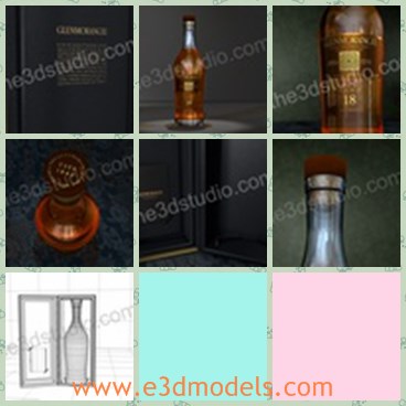 3d model the whisky bottle - This is a 3d model of the whisky bottle,which is the famous wine in the world.Glenmorangie Scotch whisky single malt 21 years old.