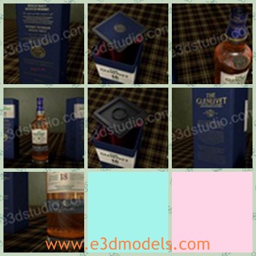 3d model the whisky bottle - This is a 3d model of the whisky bottle,which is made of glass and other materials.The model is long and looks like the glorious gift.