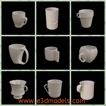 3d model the white cup - This is a 3d model of the white cup,which is special because of the special handle of the cup.The model is pretty and cute.
