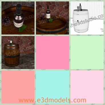 3d model the wine bottle - This is a 3d model of the wine bottle,which is glass bottle.The label of the wine is clear  and there are grapewine in it.