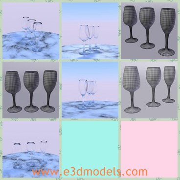 3d model the wine glasses - This is a 3d model of the wine glasses,which is crystal and transparent.The glasses are clean and modern.