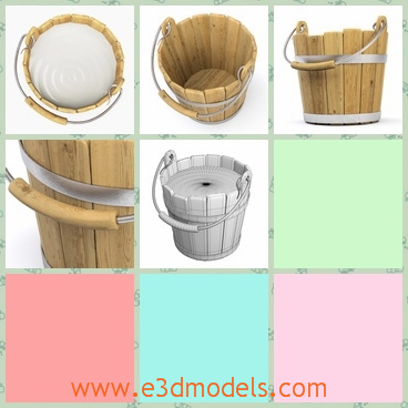 3d model the wooden bucket - This is a 3d model of the wooden bucket,which is used to store milk and the container is stable and convenient.