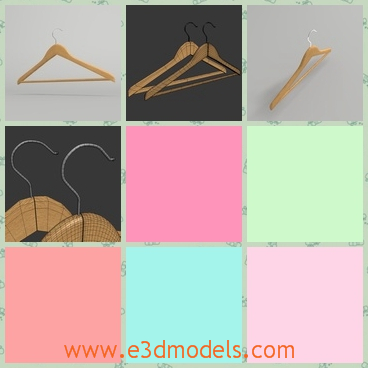 3d model the wooden coat hangers - This is a 3d model of the wooden coat hangers,which are made in high quality and is made to add more details to your rendering projects.