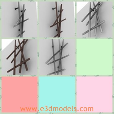 3d model the wooden hanger - This is a 3d model of the wooden hanger,which is made for hanging clothes and bags in the room.The model was made in 2010.