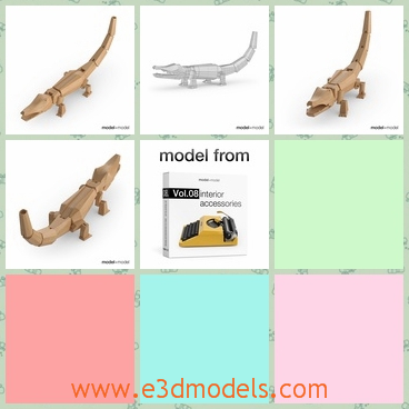 3d model the wooden toy statue - This is a 3d model of the woden toy,which is the statue of the crocodile and the model can be used as the decorative accessory in the room.