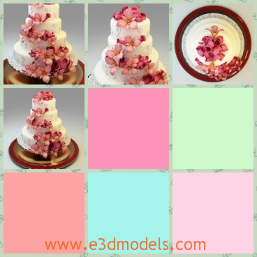 3d model wedding cake in the plate - This is a 3d model of th wedding cake in the plate,which is pretty and cute.The model is special and yummy.