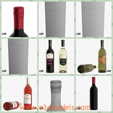 3d models of bordeaux wine bottles - These are realistic, high-quality 3d models of Bordeaux wine bottles with different real-based labels and caps.The screw cap is openable.