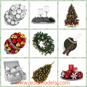 3d models of Christmas decorative items - These are 3d models which are about some Christmas decorative items in which you can find pretty christmas trees, two goblets and many other pretty things.