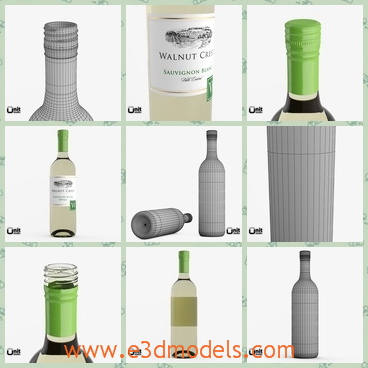 3d models of Sauvignon Blanc white wine bottle - These are 3d models about two Sauvignon Blanc white wine bottles. This kind of bottle has white label and green masking tape.