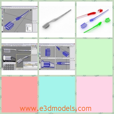 3d models of toothbrushes - These 3d models are about several toothbrushes. These toothbrushes have a thin plastic handle and soft plastic hair.