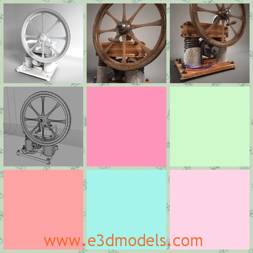 3d model antique crank generator - This is a 3d model of an antique Crank Generator with wheel and a little knob,which can be moved.And the brown color is more attractive.