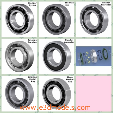 3d model of a ball bearing - This 3d model is about a ball bearing which has many small metal balls placed between the moving parts of a machine to make the parts move smoothly.