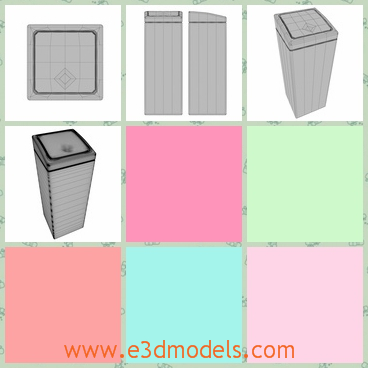3d model of a bin - This is a 3d model which is about a tall dustbin. It is a cuboid in shape and we can touch it to make it open.