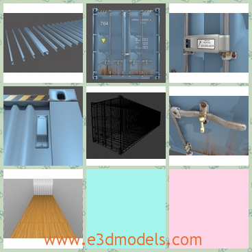 3d model of shipping container - This is a detailed 3d model of a shipping container and it is completed of materials and textures. This container is very large and has a good lock.