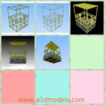 3d model s platform with a roof - This is a 3d model of a safety platform,which is known throughout the industry for their excellent protection, stability and long service life.