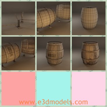3d model the barrel - This is a 3d model of the barrel,which is wooden one and the barrel is made for  storing whisky wine.