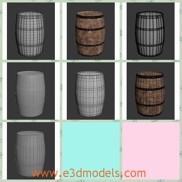 3d model the barrel made in wood - This is a 3d model of the barrel made in wood,which is round and heavy.The barrel is made in ancient style.