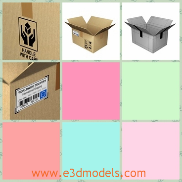 3d model the cardboard box - This is a 3d model of the cardboard box,which is the opened package.The box has the labels on the surface.