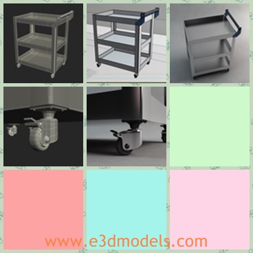 3d model the cart in industry - THis is a 3d model of the cart in industry,which is common as the trolley.The model is made with three layers and each of them can hold stuffs.