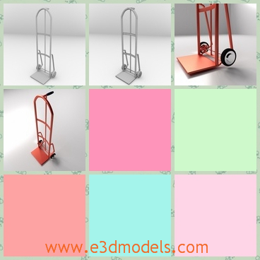 3d model the handtruck in orange - This is a 3d model of the handtruck,which is actually a cart and the wheel is small but solid.