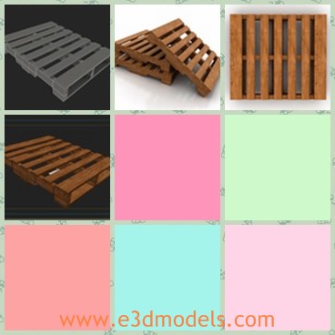 3d model the hollow wooden pallet - This is a 3d model of the hollow wooden pallet,which is squre and made with high quality.The middle of the pallet is linked by a wooden stick.