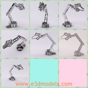 3d model the mechanical arm - This is a 3d model of the mechanical arm,which is the industrial product in the factory.The model is made like the light on the table.