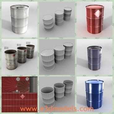 3d model the metal drums - This is a 3d model of the metal drums,which is made of steel and textured.The drums are round and made with good quality.