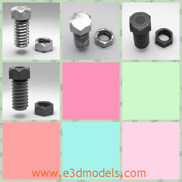 3d model the nut and the bolt - This is a 3d model of the nut and the bolt,which is the common equipments in our daily life.
