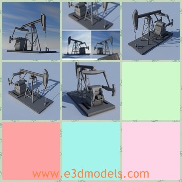 3d model the oil pump - THis is a 3d model of the popular oil pump created in Cinema 4D. This Oil Pump / PumpJack model have 6941 polygons. The Pump Jack has many names: pumping unit, nodding donkey, horsehead pump, rocking horse, beam pump.