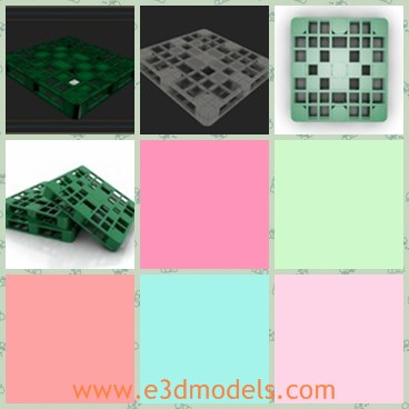 3d model the pallet in green - THis is a 3d model of the pallet in green,which is holow and widely used in life.All textures and materials are included and mapped in every format.