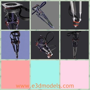 3d model the robot - This is a 3d model of the robot,which is made of steel materials.The robot  is a tetrahedral robotic arm with high speed mobility on three ultrasound driver motors.