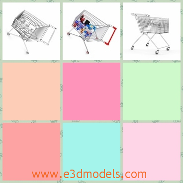 3d model the shopping cart - This is a 3d model of the shopping cart,which is the common cart in the supermarkets and other stores.The cart is convenient to use.