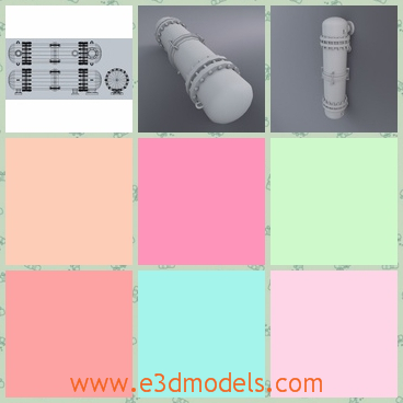 3d model the storage tank in white - This is a 3d model of the storage tank,which is covered with the leather materials.The model is a container for liquid.