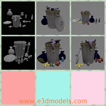 3d model the trash can - This is a 3d model of the trash can,which is made with steel and plastic materials.