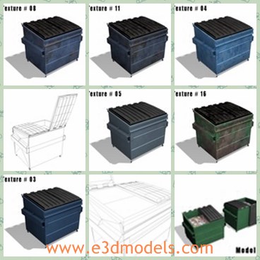 3d model the trash container - This is a 3d model of the trash container,which is big and made of plastic materials.