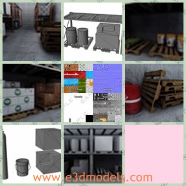 3d model the warehouse - This is a 3d model of the warehouse decoration set, ideal for game environments or real time architectural visualization.